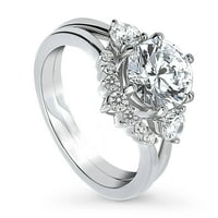 Sterling srebrni 3-kamen vjenčani prstenovi okrugli kubični cirkonijski CZ 7-kameni prsten za žene,