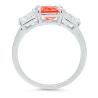 4.0ct Squaragd Crveni simulirani dijamant 18k bijelo zlato graviranje Izjava Godišnjica Angažovanja vjenčanja Trobotna prstena veličine 7