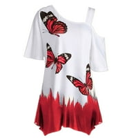 Hladne vrhove ramena za žene plus veličine 22, majice leptira Dame s majica na ramenu Elegantna bluza