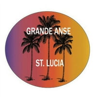 Grande Anse St. Lucia Suvenir Palm Drveće surfanje Trendy Ovalna naljepnica naljepnica
