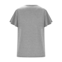 Casual kratkih rukava ženske vrhove T-majice Dressy Fashion Ispisao v izrez meke težene bašine bluze
