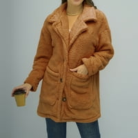 CLLios Fleece Jacket Women Chuttle Down Sherpa jakna od jakne od čvrstog dugih rukava džep toplim zimskim