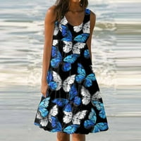 Ženske ljetne haljine za žene za odmor Boho kratki rukav Sunčana haljina od sunčanog mini mini V-izrez