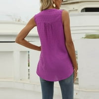 Ženska modna majica sa čvrstom bojom bez rukava Ležerna majica bez rukava Purple XXL