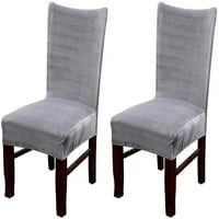 Velvet Stretch stolica za blagovaonicu, mekani poklopci blagovaonicu za blagovaonicu, set od 2, srebrno-sive