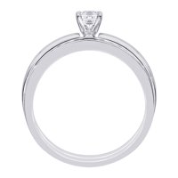 Dijamantni zaručnički prsten sa princezom Cut Center i odgovarajućim trakom u 14K bijelom zlatu