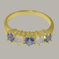 Britanci napravio 9k žuto zlato prirodni tanzanite i australijski opal ženski prsten - veličine opcije