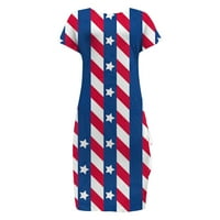 Hanzidakd Plus Veličina haljina Neovisnost Ženska američka zastava uzorak Ležerne prilike za crtanje