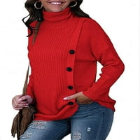Fueri ženska kornjača izrez dugih rukava čvrsta boja bočni prorez casual labavi obični pulover Jednostavan