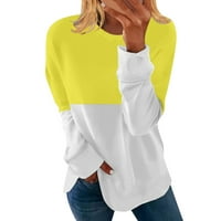 Hoodies za žene Ženske dvostruke boje tiskane okrugli vrat dugih rukava Top Dugeashirt majica Yellow