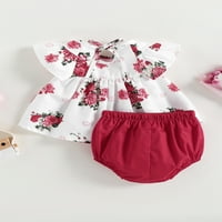 Nituyy Toddler Baby Girl Ljetna odjeća Kids Cvjetni majica kratkih rukava Tors visoke struke Hlače hlače