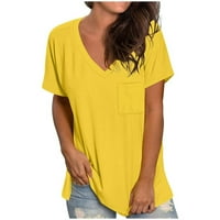 Zermoge kratki rukav ženski vrhovi bluze za čišćenje majica, ženska modna gradijentna čvrsta bluza V-izrez
