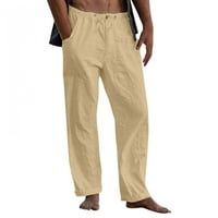 Azrijske muške nove posteljine za hlače izvlačenja elastične čvrste boje labave casual pantalone danas
