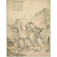 Tsubaki Chinzan Crni moderni uokvireni muzej umjetnička ispisa pod nazivom - preklopljena brda i slojevito