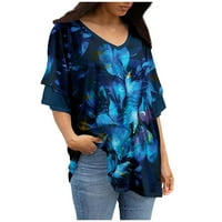 Ljetne bluze za žene za slobodno vrijeme grafički printira ljetne majice dužine lakta 2xl