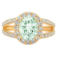 2.78CT ovalni rez zeleni simulirani dijamant 14k žuto zlato ugraviranje izjava svadbeni godišnjica Angažman