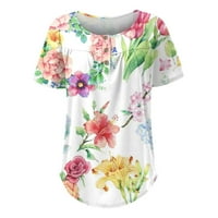 Apepal ženski proljetni-ljetni casual s kratkim rukavima TUNIC TOPS ruffle gumb labave bluze majice