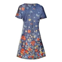 Ress za žene Slatki cvjetni kratki rukav V izrez Casual Loot Fit Flare haljina plaža Mini haljina Thirt