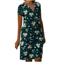Ženska haljina plus veličina Ljeto labave Ležerne prilike tiskane haljine kratkih rukava Mornarica 12