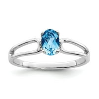 14k bijeli zlatni prsten za prsten dragulja švicarski plavi topaz ovalni