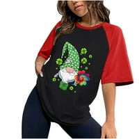 Vintage bend Ters za žene Ženske košulje, žene za patchwork vrhove kratkih rukava majice St Patrick's