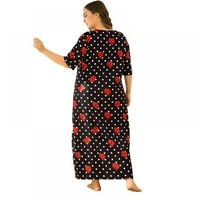 Ženska noćna rukava na kratkim rukavima za prevelike cvjetnu noćnu labavu pidžamu retro duga suknja