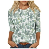 Huachen Bluze za žene Ljeto Žene Ljeto Tri četvrtine rukava Crewneck casual tiskane bluze