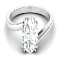 Ovalni rez Moissnitni pasijans zaručnički prsten u dvostrukom okruženju, moissan bypass prsten, sterling