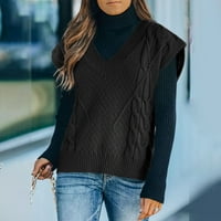 Ženski putnički džemper bez rukava u vratu TANK Jesen Zimska jakna Outerwer Pleteni tunički prsluk vrhovi