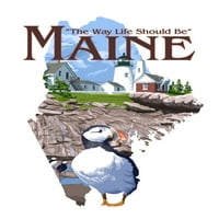 FL OZ Keramička krigla, Maine, način na koji život treba biti, pemaquid svjetionik, kontura, perilica
