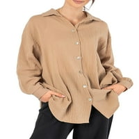 Žene Ležerne prilike za povremene majice Ležerne košulje od labave boje, dugih rukava s dugim rukavima
