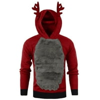 Tawop zimska odjeća muški baršun božićni rogovi s kapuljačom boja blok džemper jakna siva 14