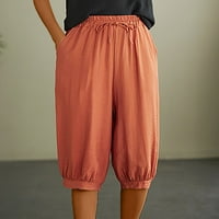 Ženske kratke hlače Bermuda Hlače Ležerne prilike labavi pamučni posteljina elastična struka Harem kratke
