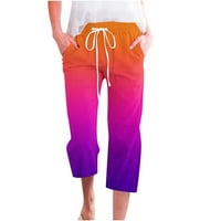 Čvrsta boja sa džepovima Capris pantalone za žene duge ležerne elastične labave pantalone