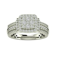 Araiya Sterling Silver Diamond Halo Cluster prsten, veličina 7.5