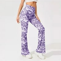 WAVSUF joga hlače za žene plus veličine Flare noge tiskane klirence ljubičaste hlače veličine 2xl