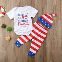 Novorođene novorođenčad dječak set odjeće set s kratkim rukavima Romper Striped dugačke hlače
