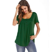 Ženske vrhove Dressy Casual Tunic Plus Veličina majica TOP LJETO SHOTL L Green Rukouza sa zelenim rukavima