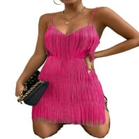 Party Solid Spaghetti remen Cami haljina vruće ružičaste ženske haljine s