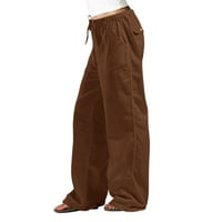 LisingTool posteljine žene ženske ležerne u boji labavi džepovi elastične pojaseve hlače za strugu duge