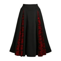Ženska gotička suknja Vintage visoki struk midi suknja čipkasti patchwork ruffled victorian midi suknje