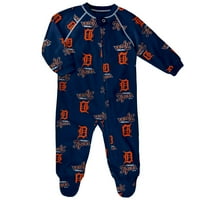 Novorođen i novorođenčad Navy Detroit Tigers Raglan Full-Zip Sleeper