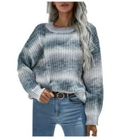 Ženski pulover prugasti ispisani posad vrata pletene džempere dugih rukava Ležerni jesen zimski labavi