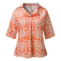 Gotyou Proljeće vrhovi modni ženski ljetni labavi V-izrez s kratkim rukavima od tiskane bluze top bijeli