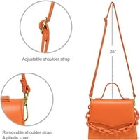 Mini torbice za žene Trendy mini torba sa odvojivom plastičnom lančanom narančastom