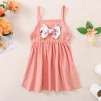 Dojenčad za djecu haljina haljina ružičasta haljina sa čvrstom bojom sa cvjetnim luknim strukom-za mršavljenje