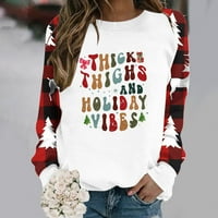 Sretan božićni majica ženske božićne majice na vrhu pisma tiskane majice s dugim rukavima bijeli xxl