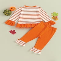 Springcmy Toddler Baby Girl Halloween Outfit Tops Haljine Hlače dugih rukava Ruffle košulje šišmiša