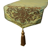 Dekorativni zlatni trkač za stol - sjedala stolarni trkač, zardozi i tasseli trkač stola, svilena tkanina