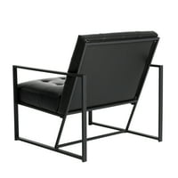 Glitzhome 31.50 H akcentna stolica PU kožna gumba s gumbom-tufe ergonomska stolica sa crnim metalnim